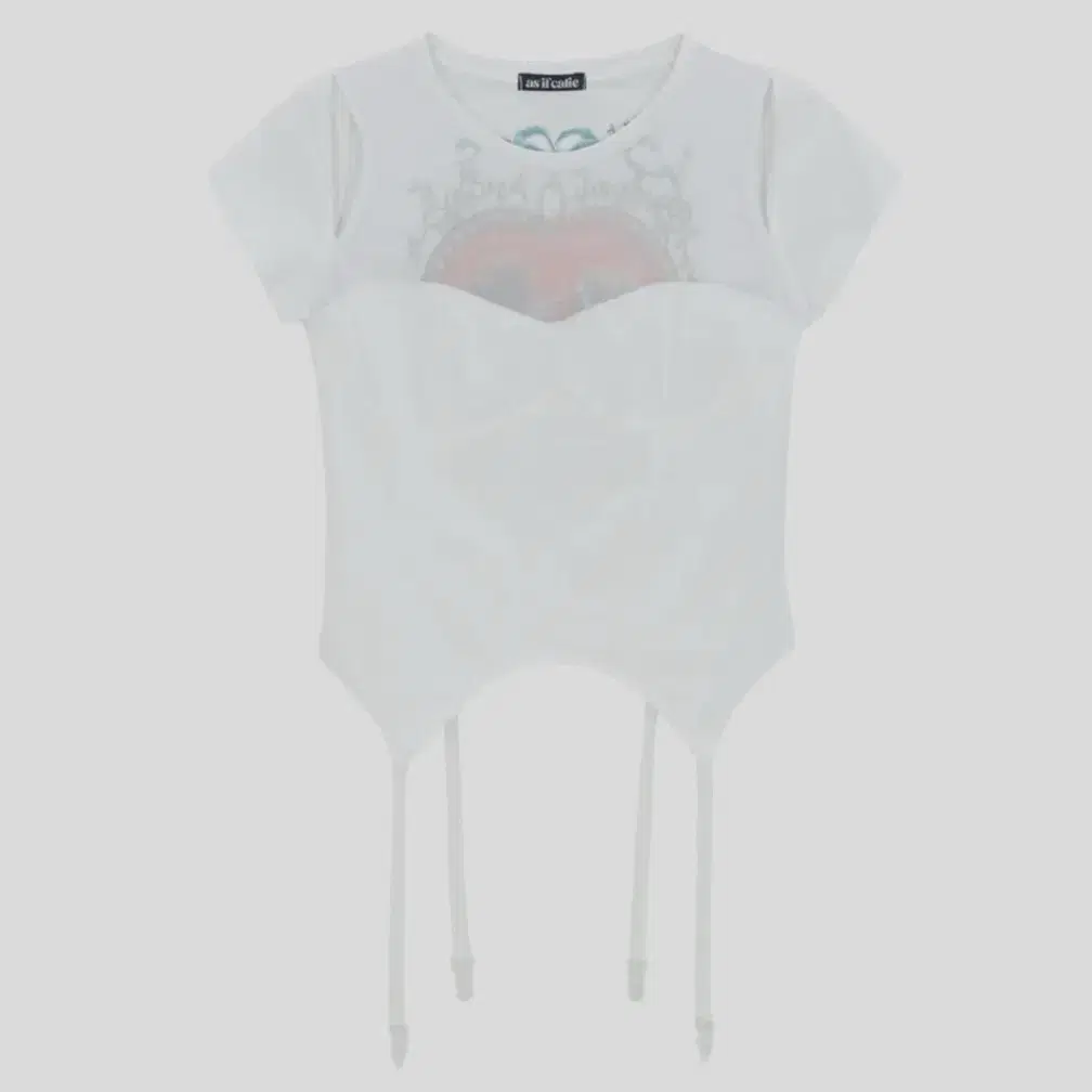 에즈이프캘리 CORSET MESH T-SHIRT WHITE