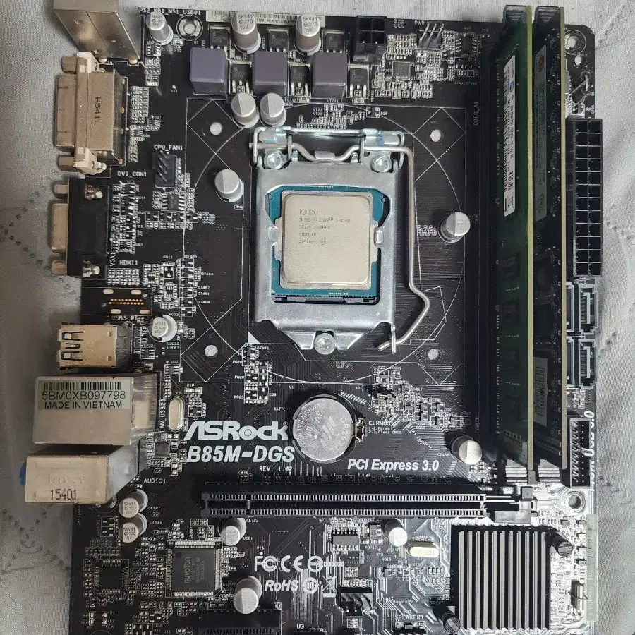 i3 4160 CPU, B85 보드, 램 8기가 보드셋