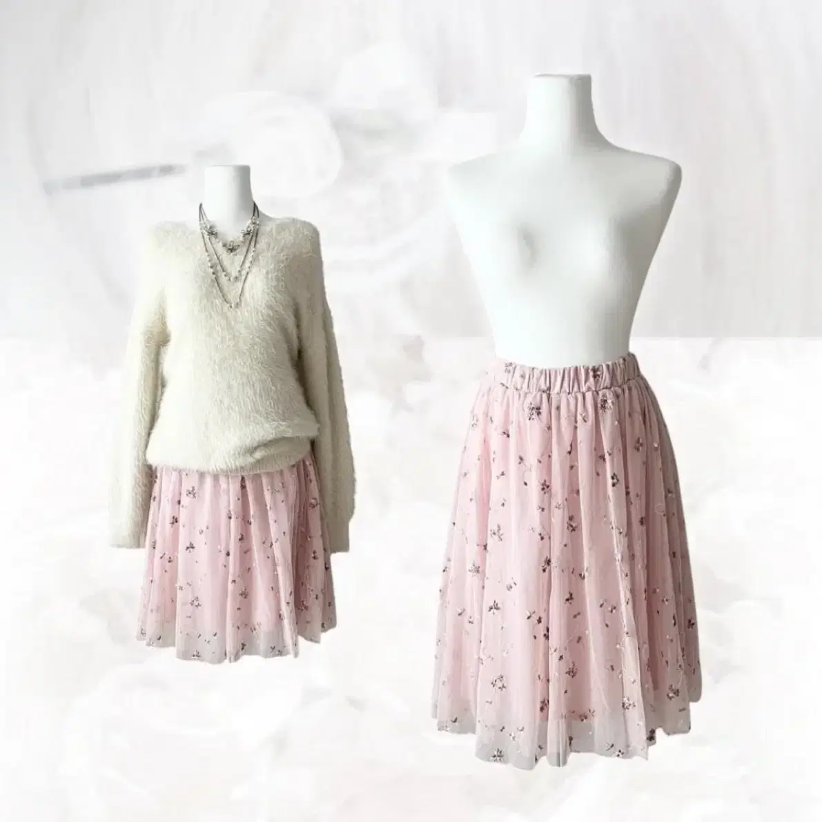 earthmusic pink flower sha skirt