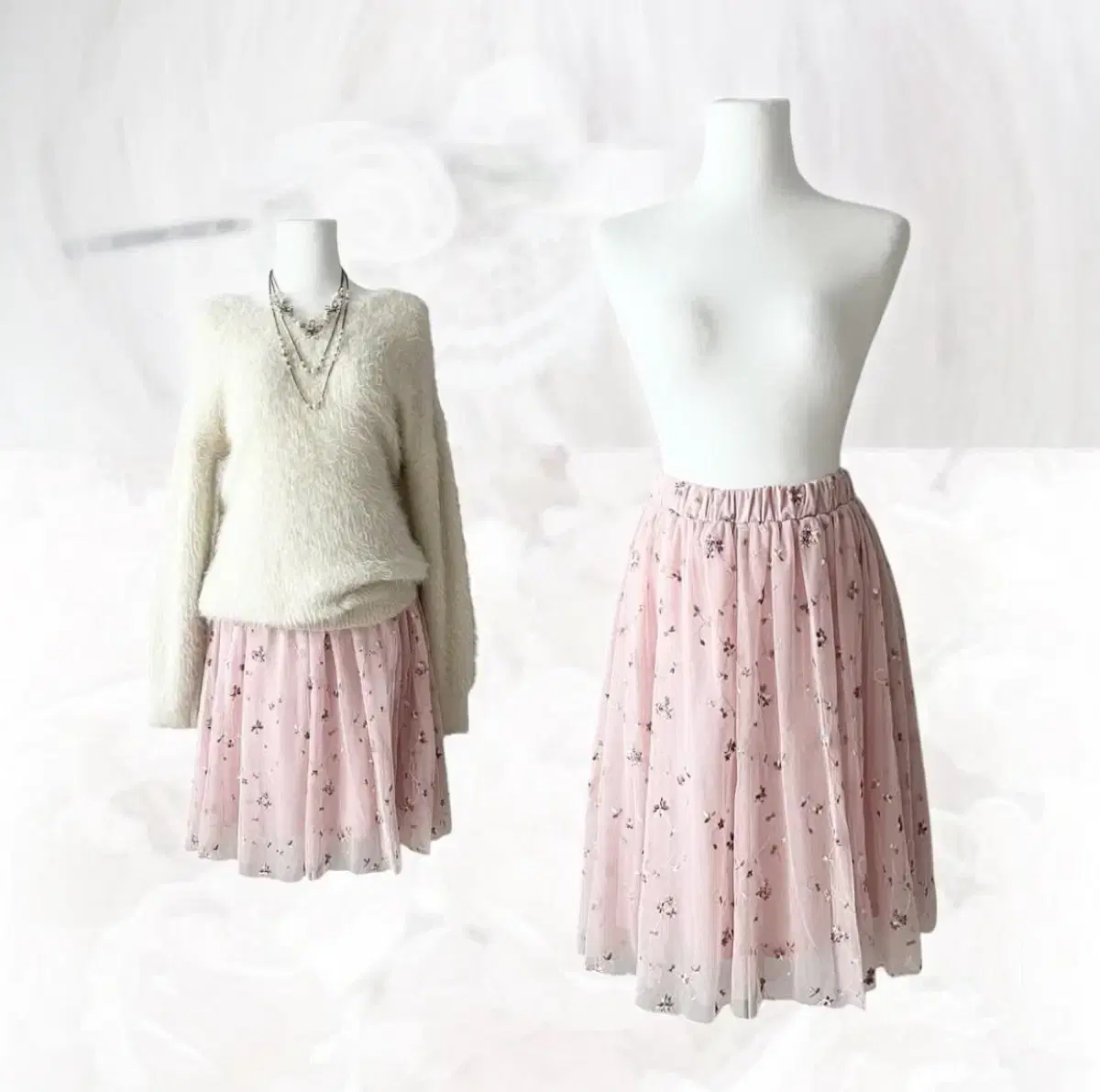 earthmusic pink flower sha skirt