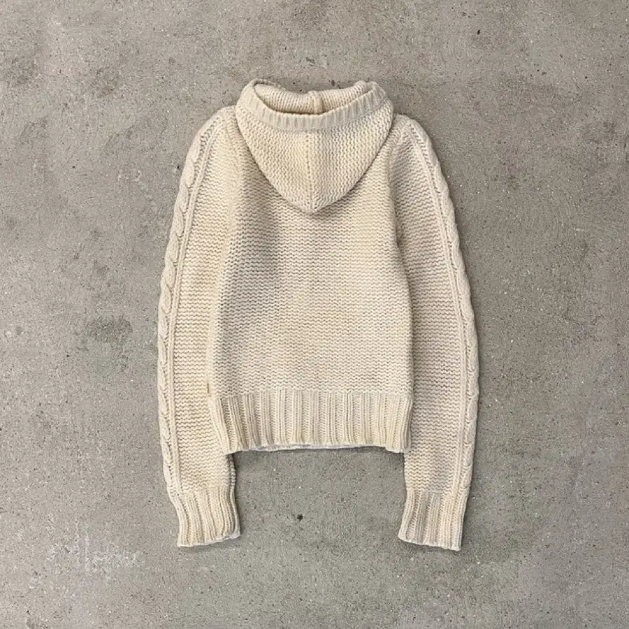 Cable Hooded Pocket Button Sweater