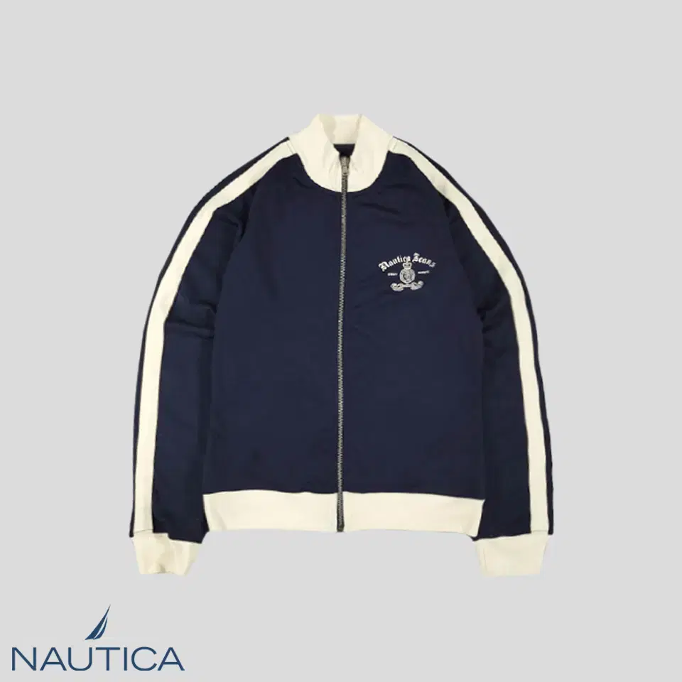 NAUTICA 노티카 네이비 화이트 사이드라인 레글런 나일론 Y2K 슬림