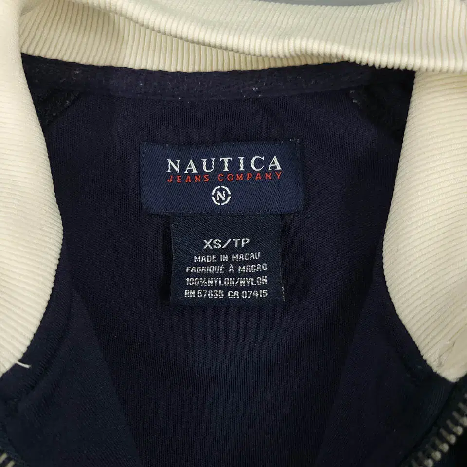 NAUTICA 노티카 네이비 화이트 사이드라인 레글런 나일론 Y2K 슬림