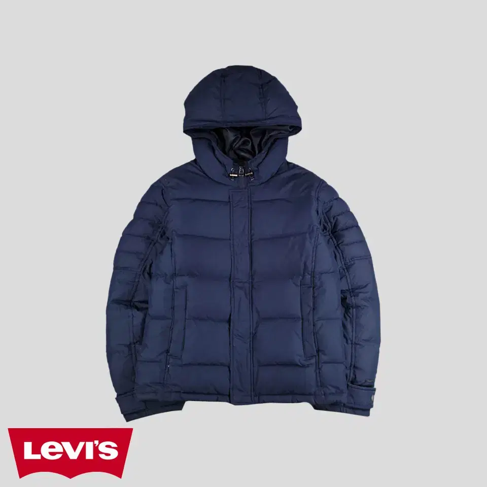 Levi's Navy Steel Logo High-Neck Hooded Duck Down Down-Padding Jumper M