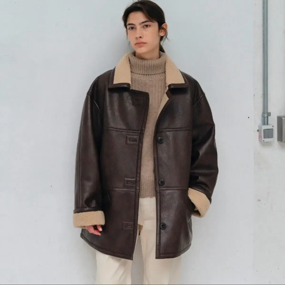 블루브릭 Vintage shearling coat (brown)