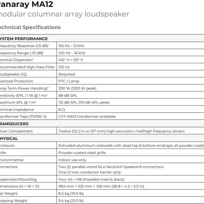 BOSE Panaray MA12 Modular Line Array 스피커