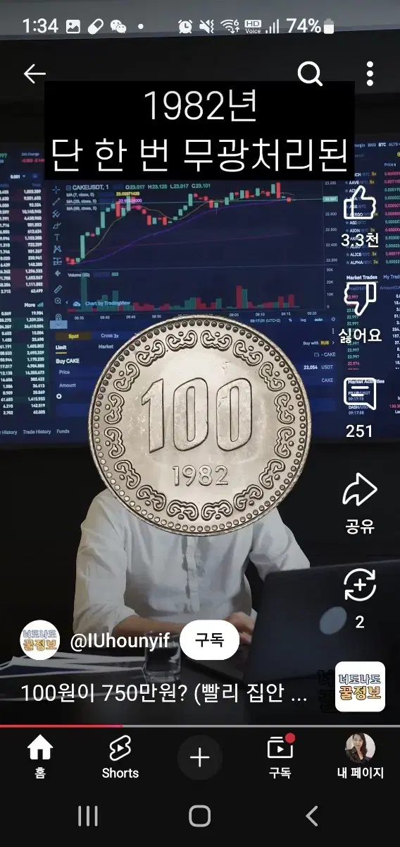 1982년100원  미사용