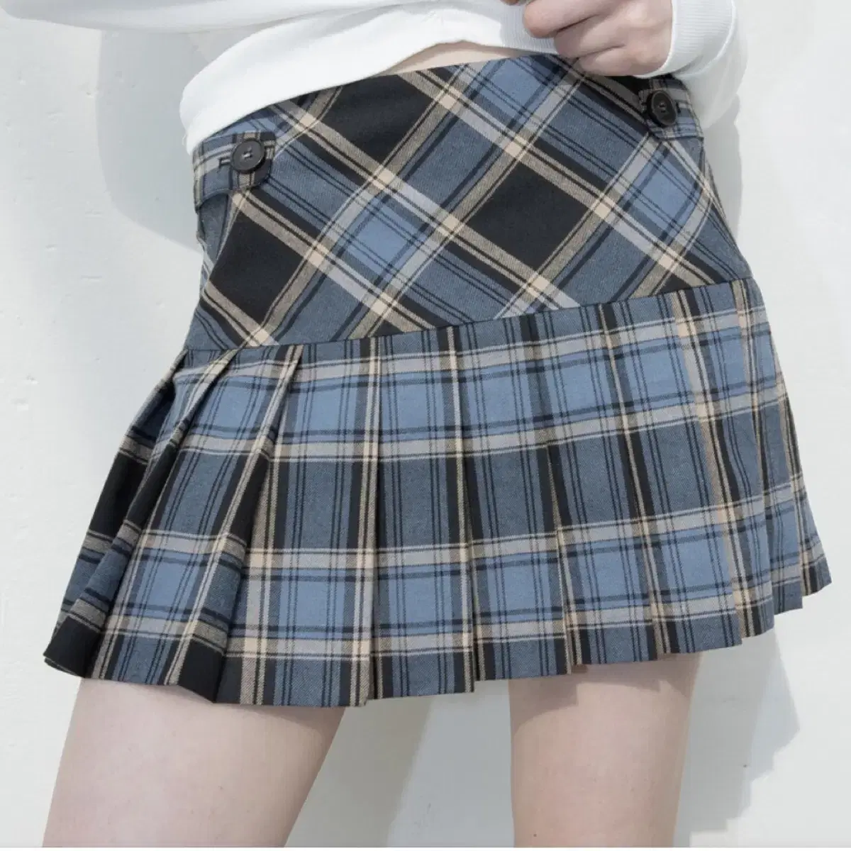 디망쉬 체크 스커트 check pleats skirt 블루 s