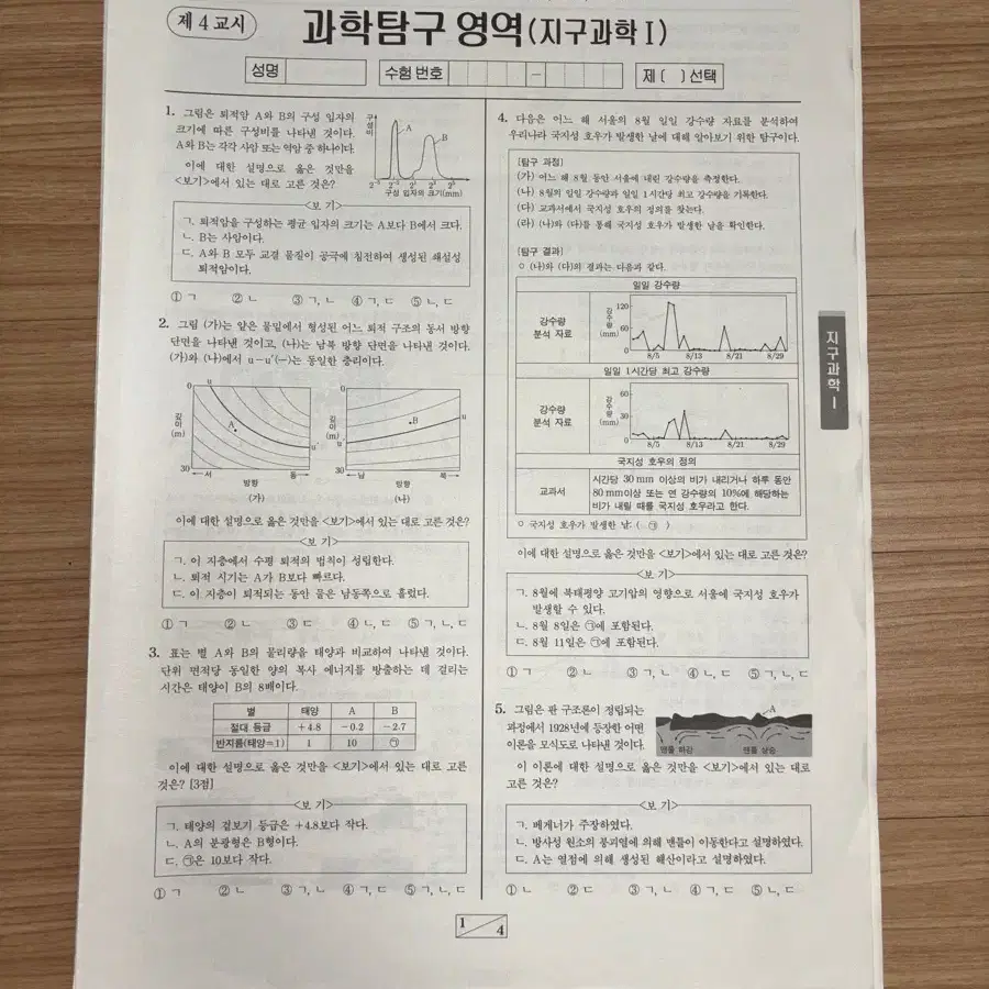 지구과학1 시대인재 모의고사 총 41개