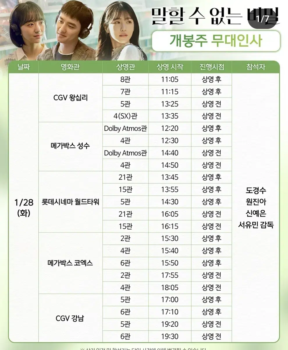 1/28 cgv 왕십리 말할 수 없는 비밀 무대인사 +0.2