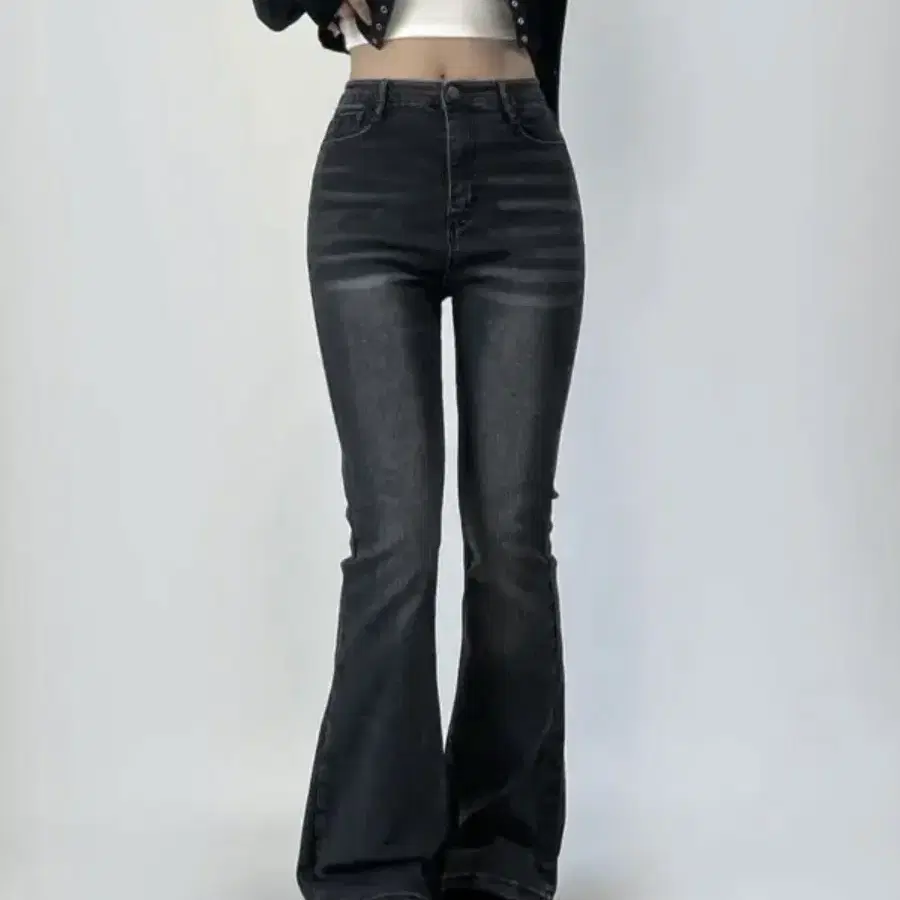 미오 basic span hiah waist pants 흑청 롱s