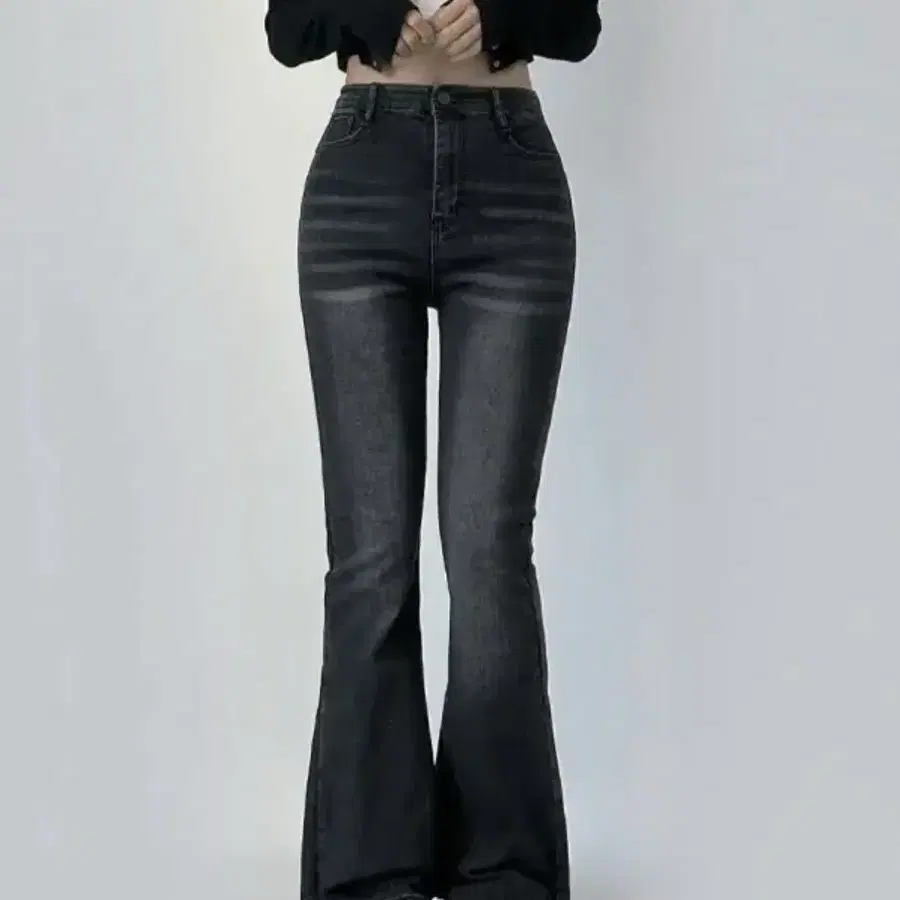 미오 basic span hiah waist pants 흑청 롱s