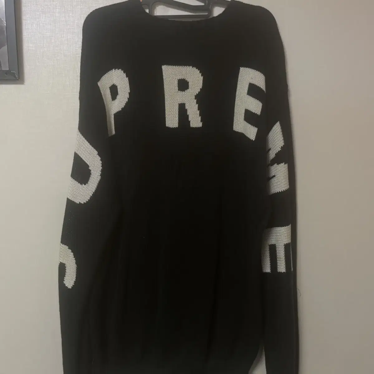 supreme 백로고 스웨터 블랙 20ss l size