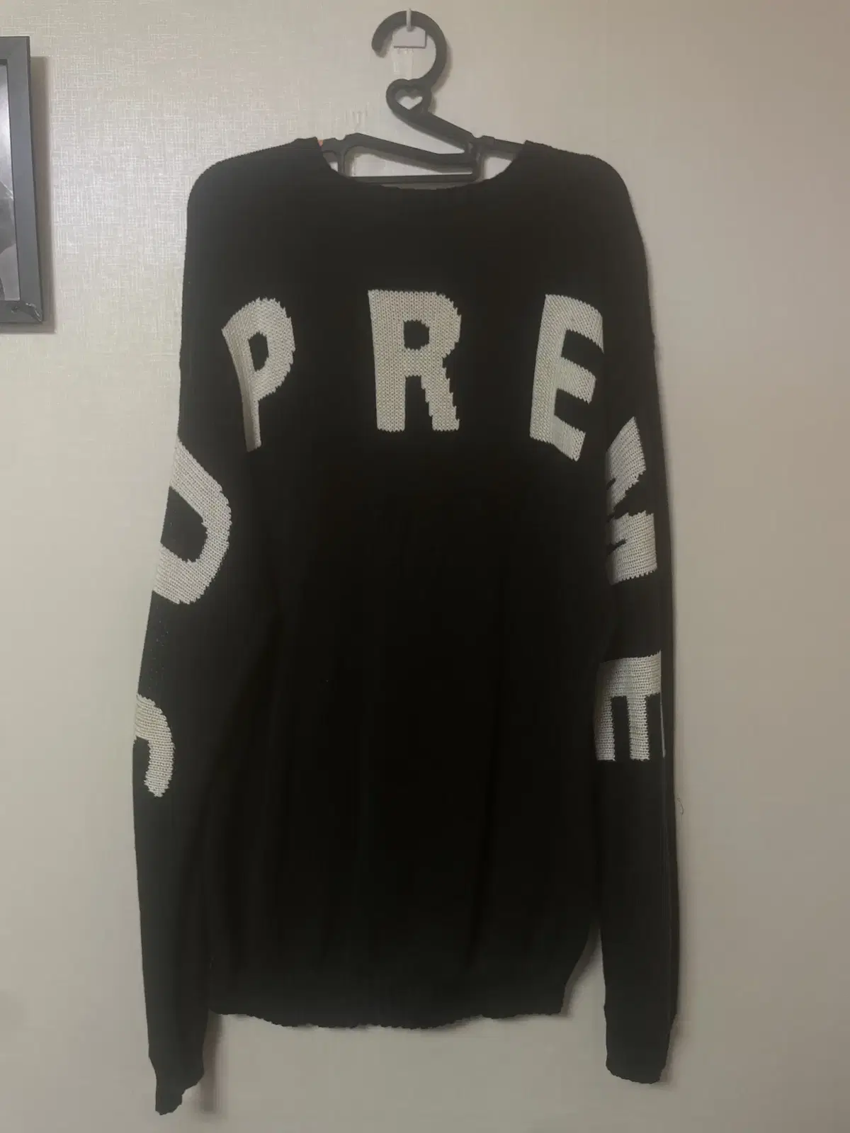 supreme 백로고 스웨터 블랙 20ss l size