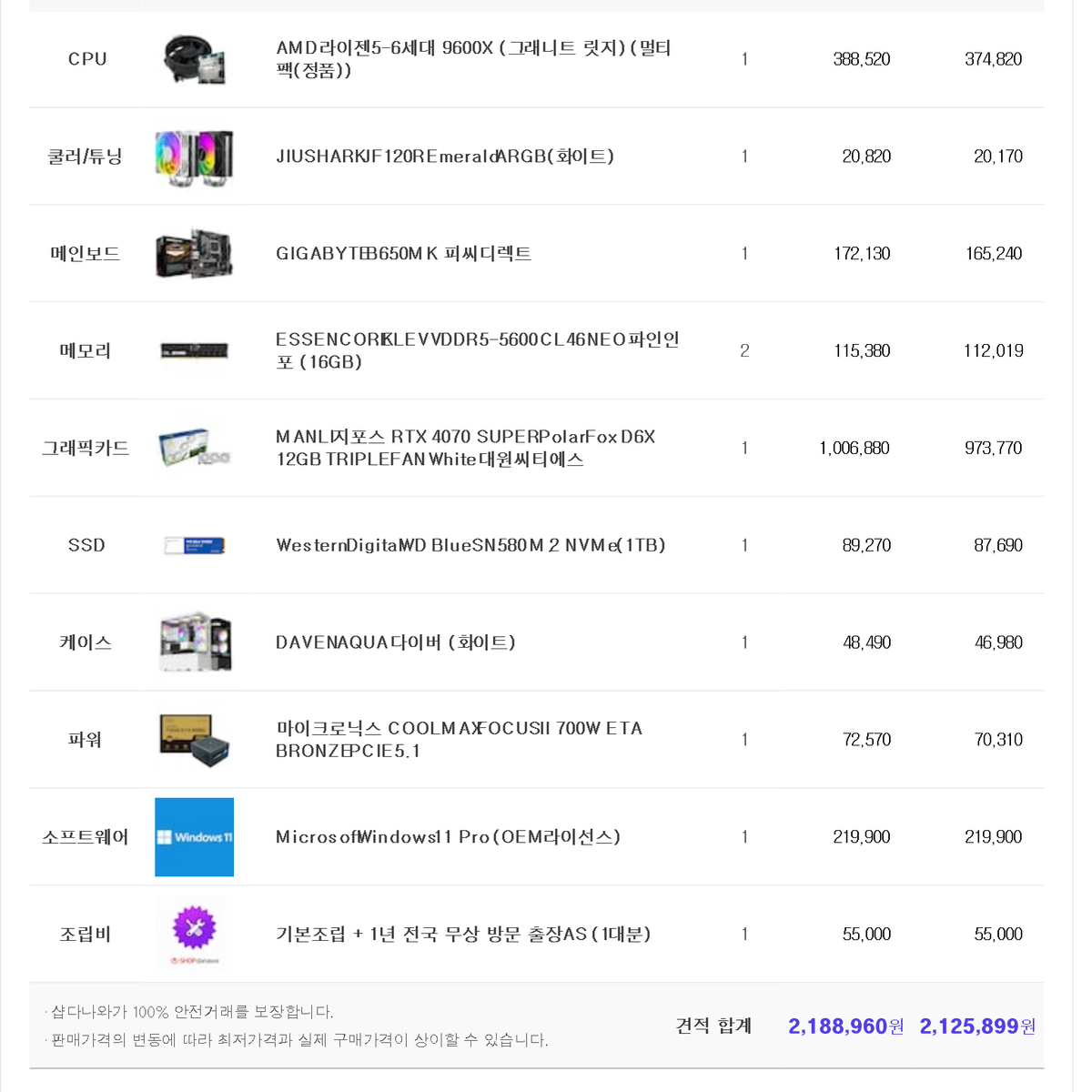 (새제품)9600X/4070수퍼/램32/1TB/게임풀옵 PC본체데스크탑