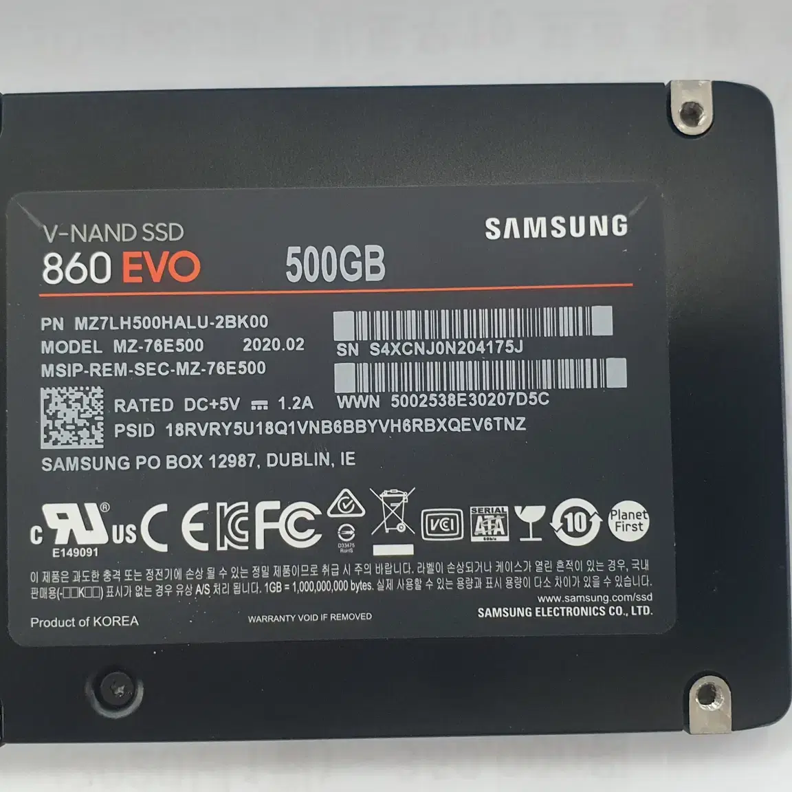 삼성,860 EVO 500GB , PM981a NVME , 970 EVO