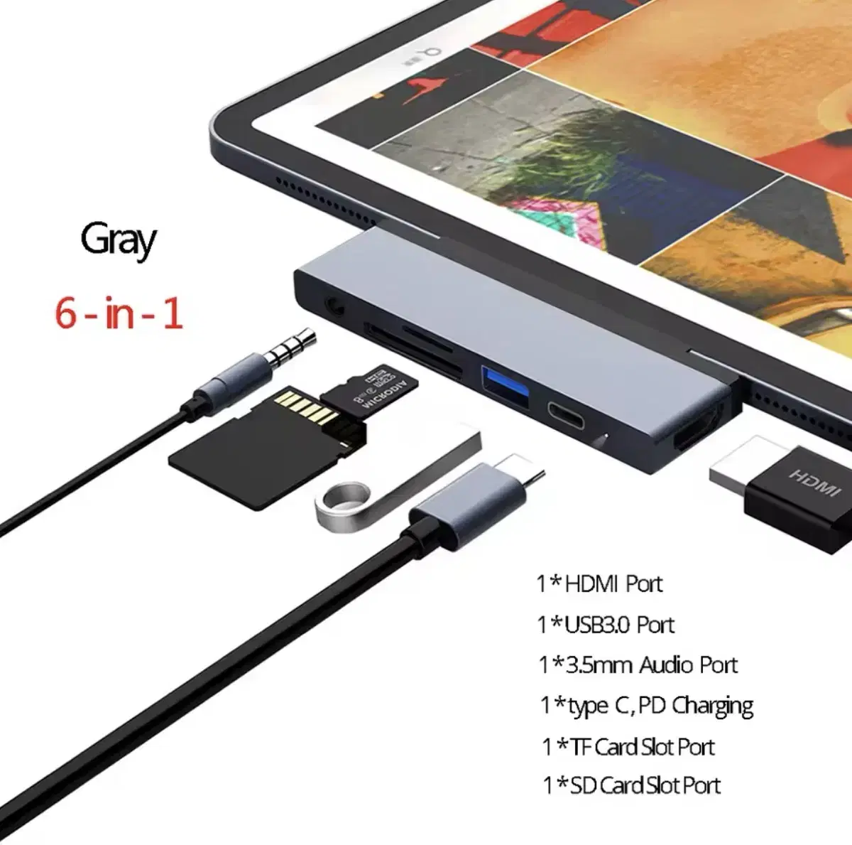 아이패드 6-in-1 USB-C 허브 어댑터