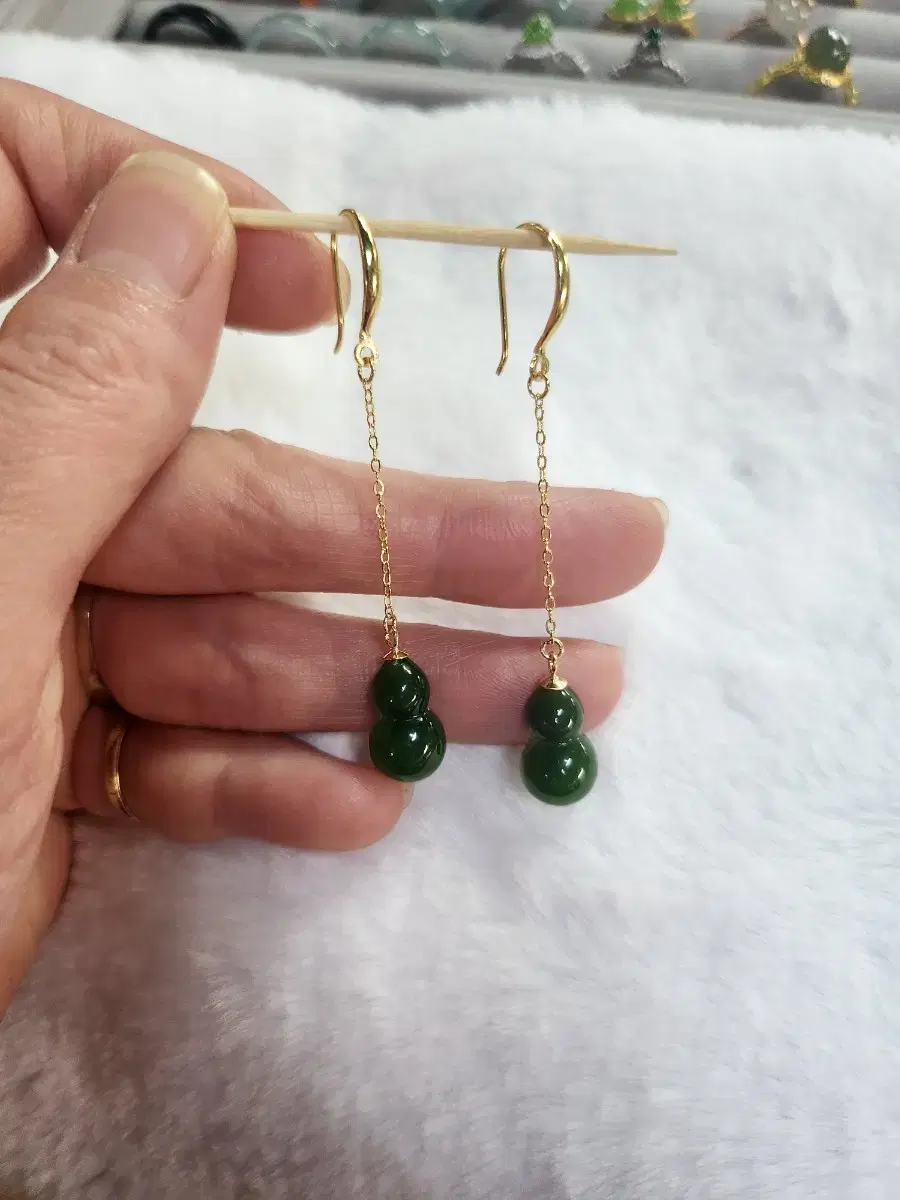 Green jade earrings