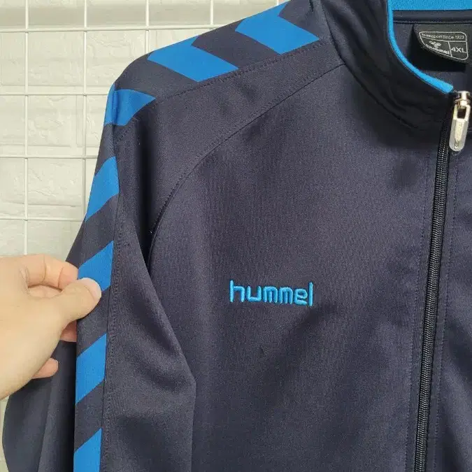 [4XL]hummel험멜 네이비x블루로고사이드라인 빅사이즈져지 XXXXL