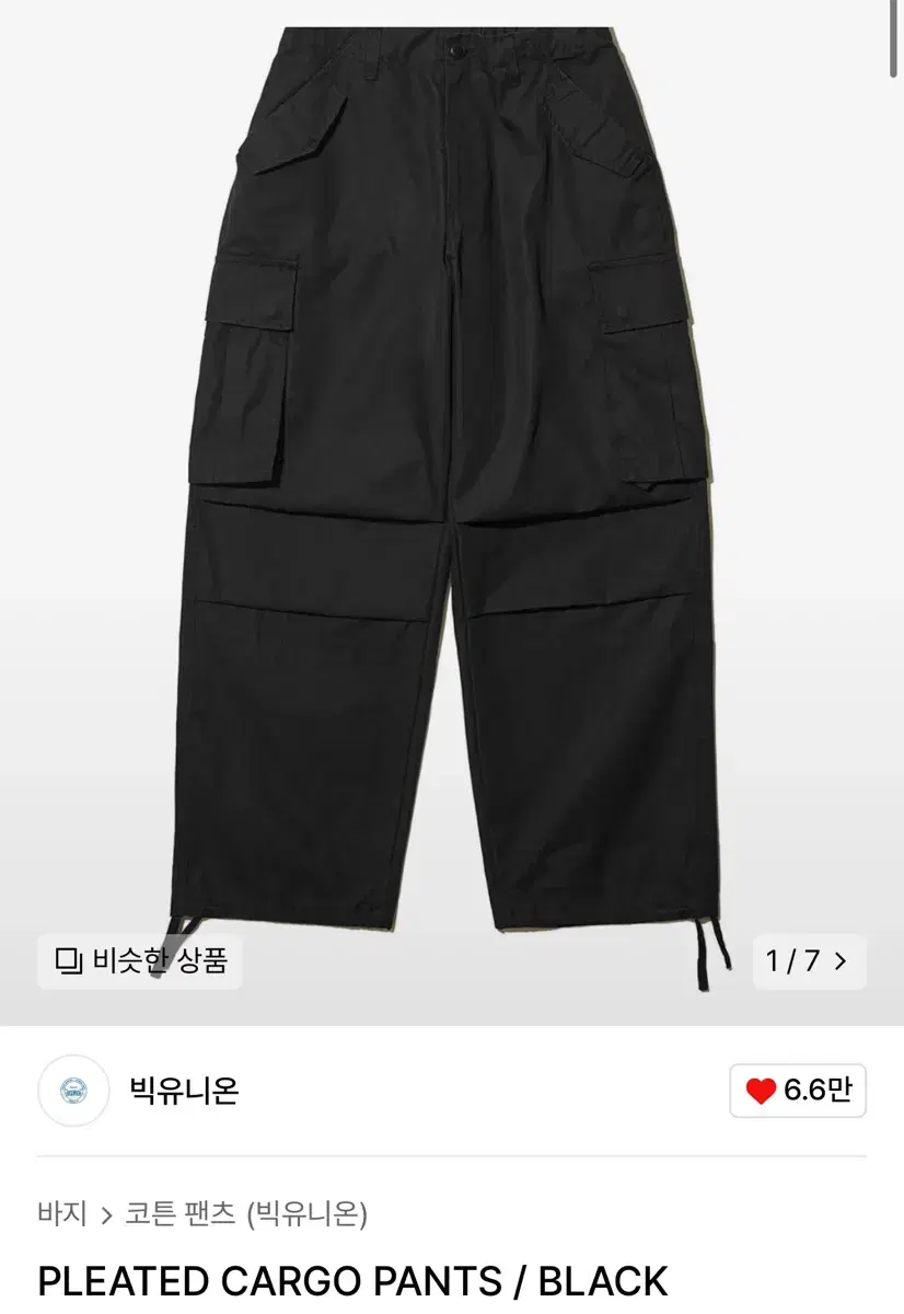 BIG UNION PLEATED CARGO PANTS / M CT BLACK