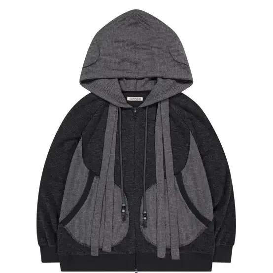 코이세이오 EARMUFFS HOOD ZIP-UP CHARCOAL