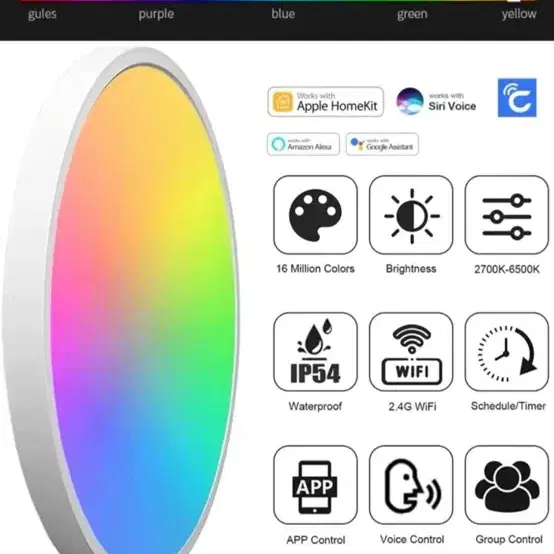 스마트 천장 조명 (애플 홈킷, 아마존 알렉사, 구글 어시스턴스 호환)