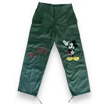 미키마우스 자수 밀리터리 카고 팬츠 한국 군대 빈티지 디즈니