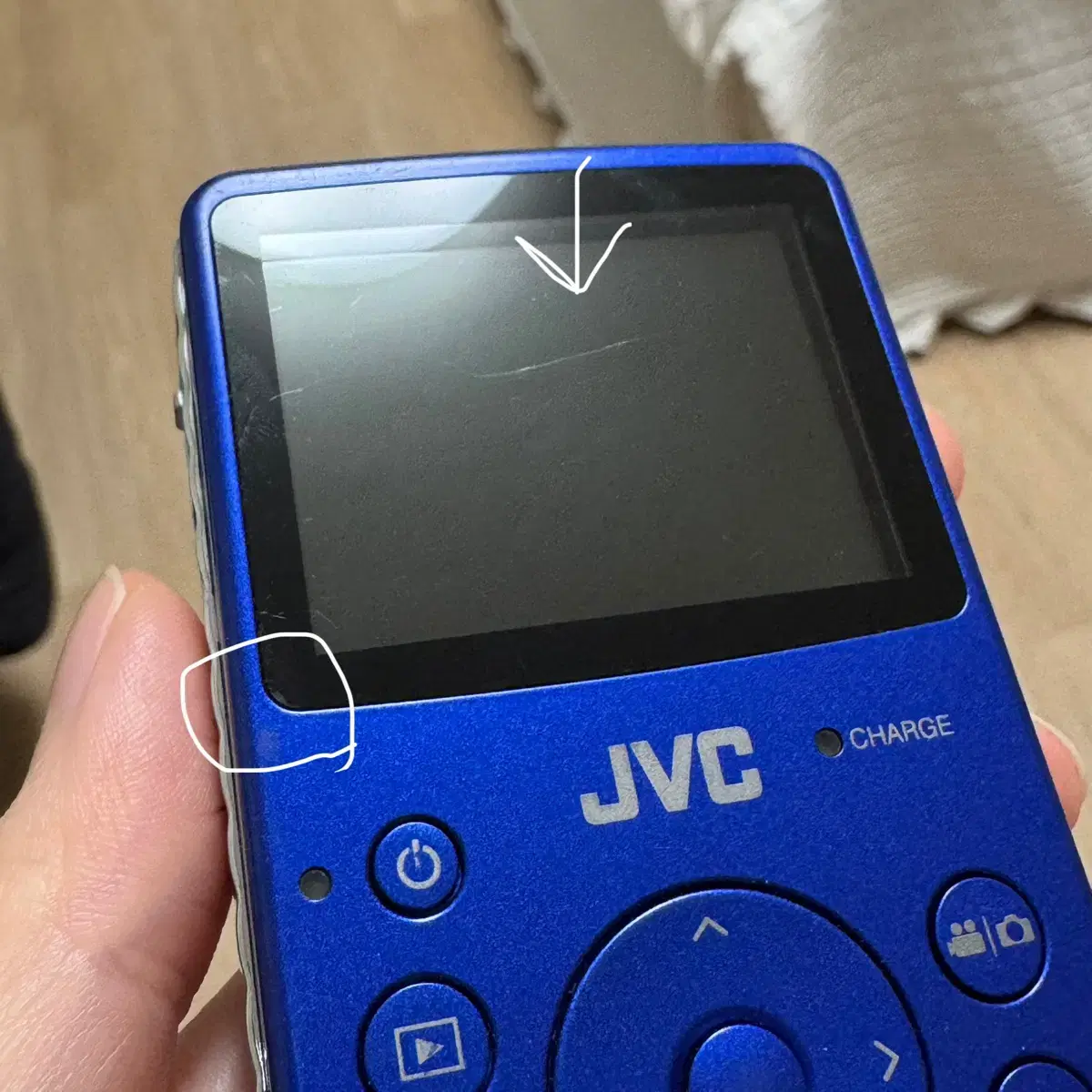 빈티지 캠코더 jvc fm1 / 4GB / 파란색 판매합니다!