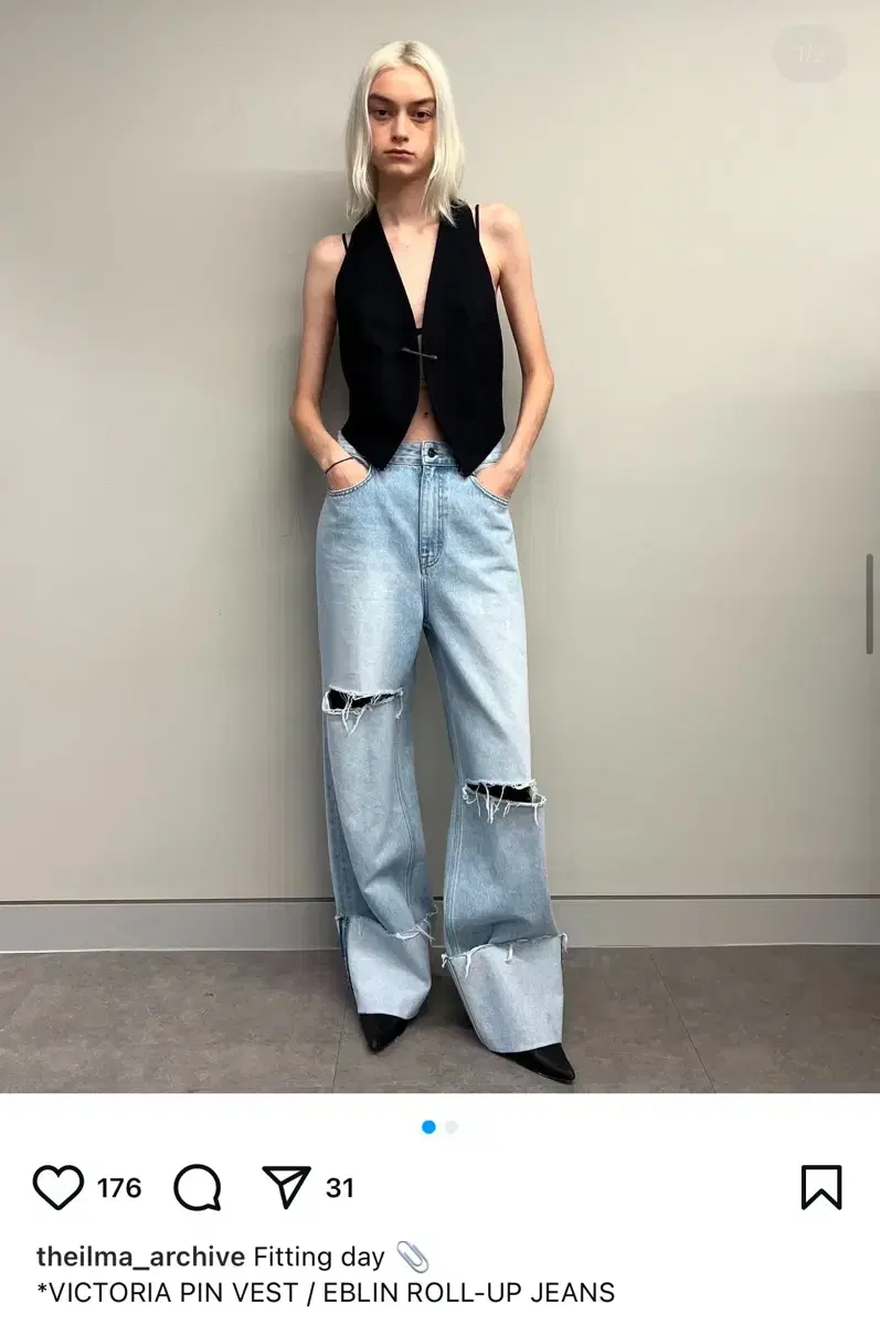 더일마 EBLIN ROLL-UP JEANS