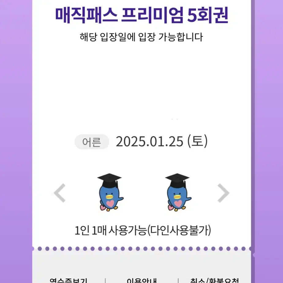 1/25(토) 롯데월드 매직패스 5회권 1매