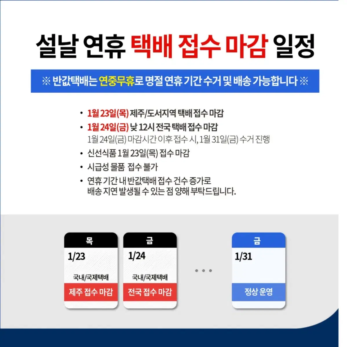 추석 휴무  택배날짜