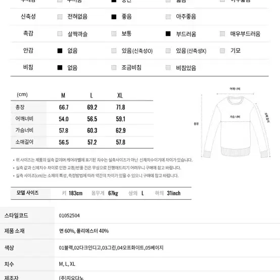 지오다노 하프밀란 크루넥 니트