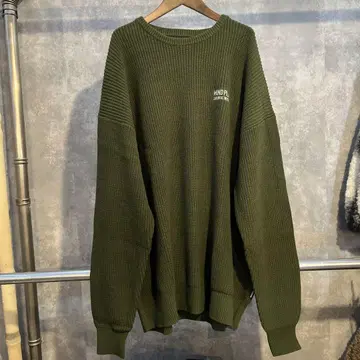 MIND PLUS 리브 니트 그린 니트 XL