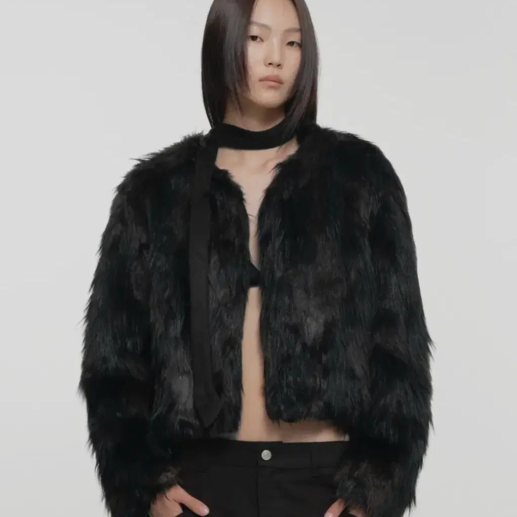 나체 퍼자켓(NACHE JACQUARD FAUX FUR JACKET)