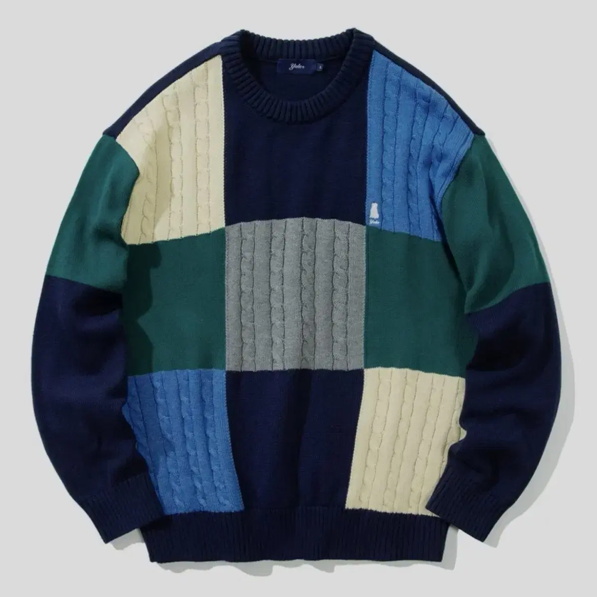 예일 MIX CABLE CREWNECK KNIT (NAVY)