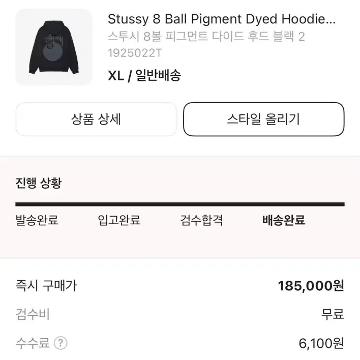 Stussy 8 Ball Pigment Dyed Hoodie Black