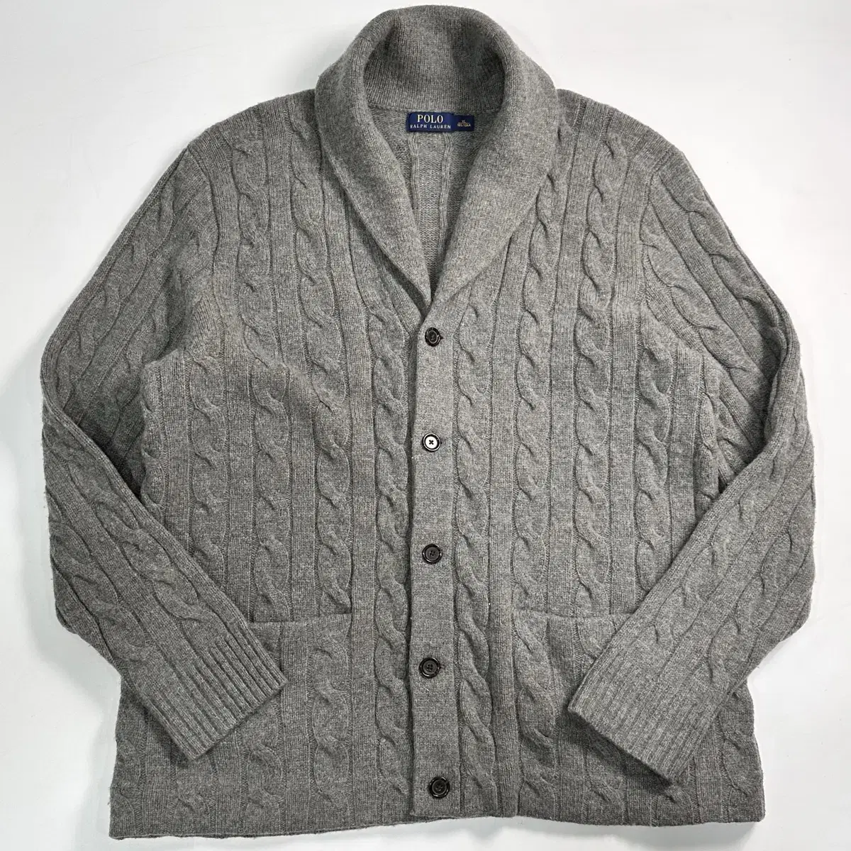 Polo Shawl Collar Lambs Wool Cardigon