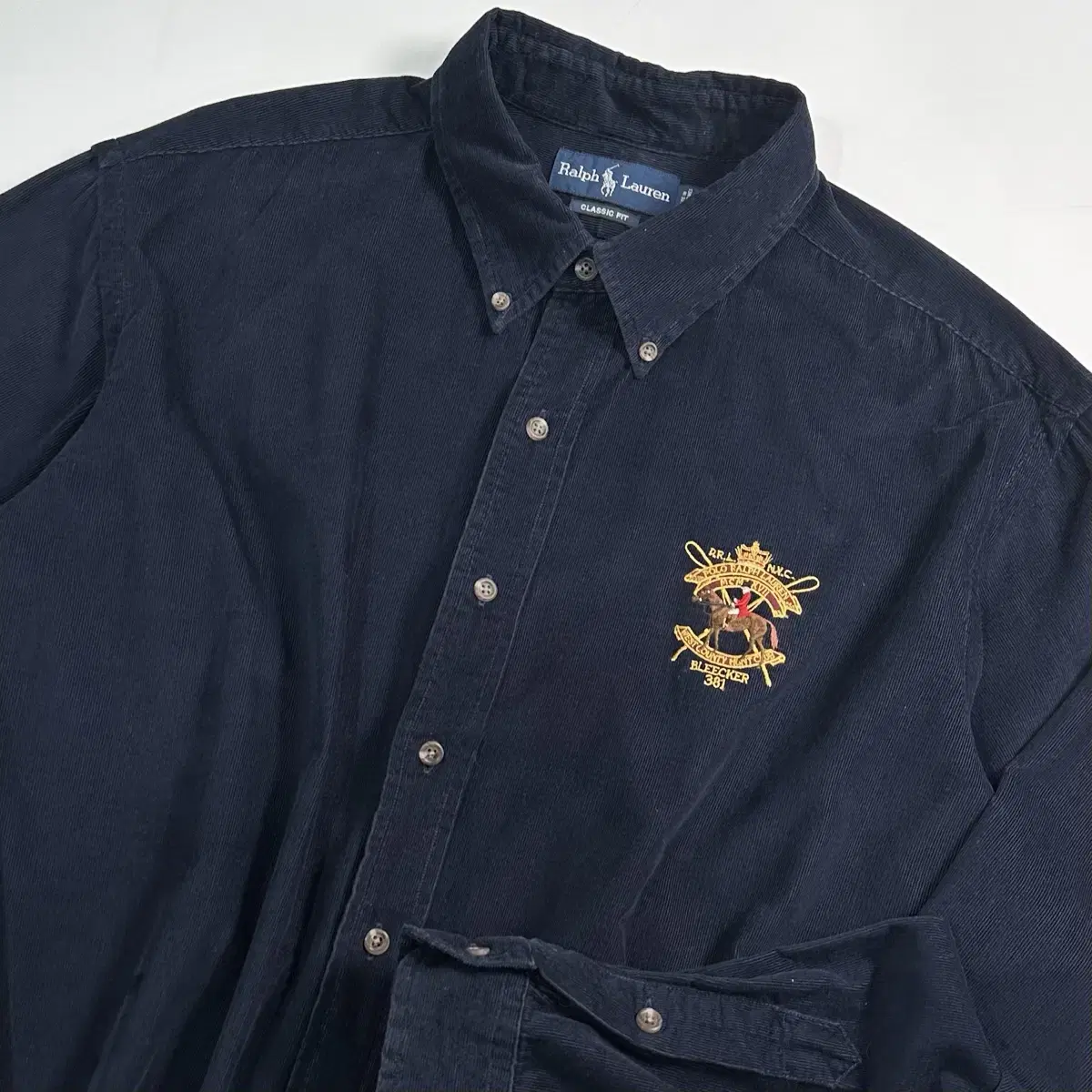 Polo Navy Corduroy Embroidery Shirt