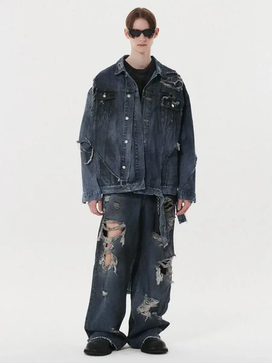 [XL] DNSR - Mad Destroyer Dirty Denim Pants Bloo