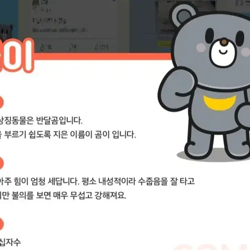 강릉 마스코트 반달곰 곰이 캐릭터 인형입니다. 새제품