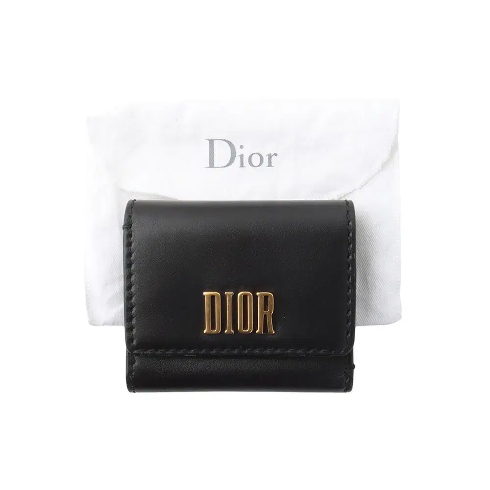 디올 램스킨 금장 DIOR 로고 레터링 3단 여성반지갑34279-8