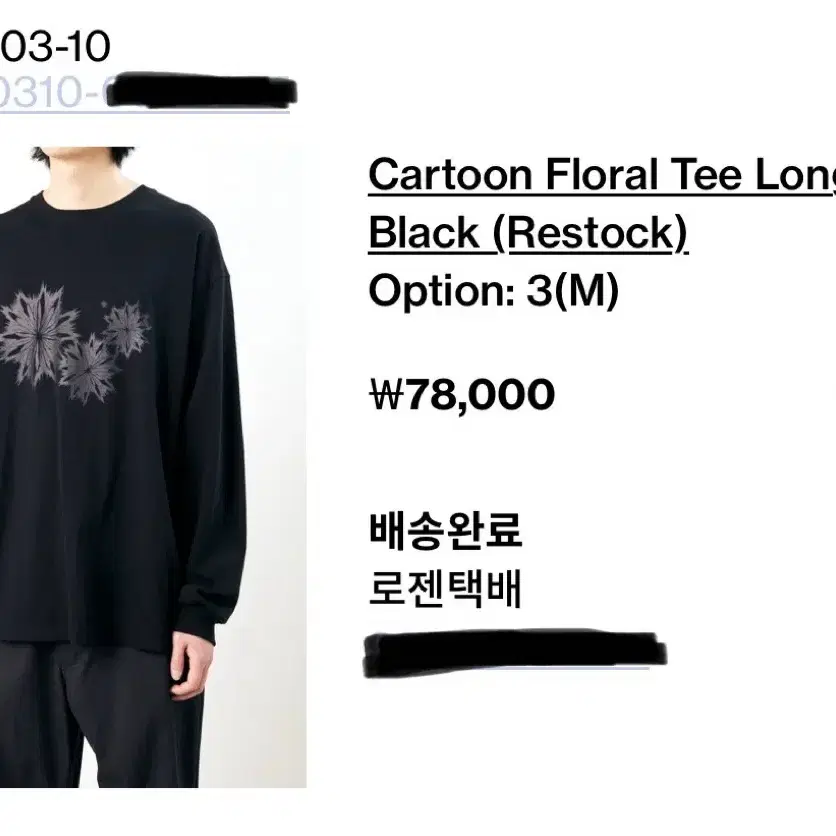 [3] 해칭룸 Cartoon Floral Tee Long Black