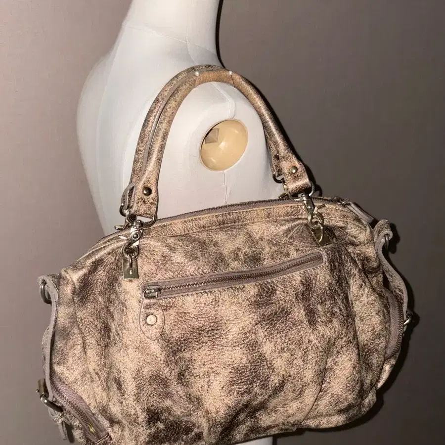 Gold Beige Black Point Vintage Bag