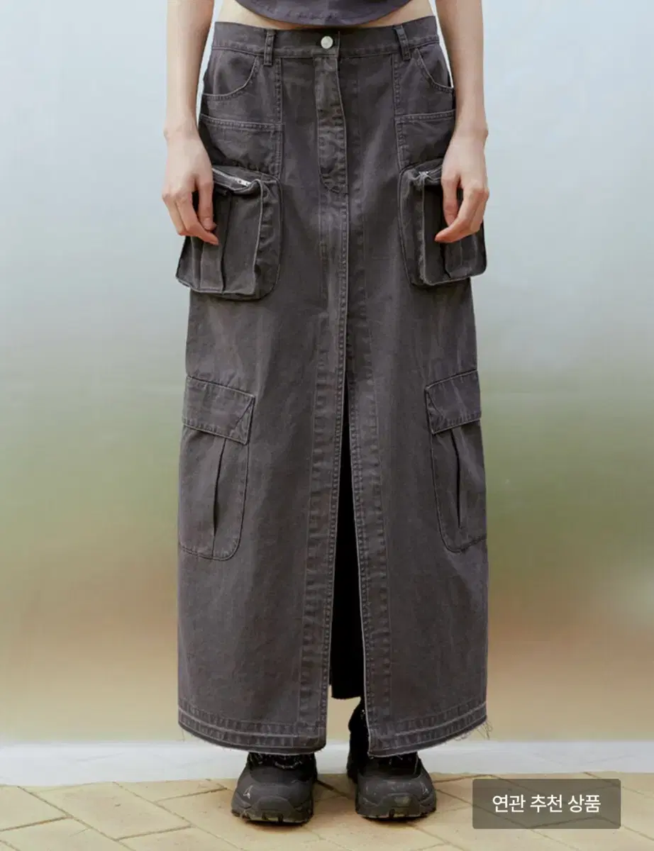 13MONTH Cargo Long Skirt (CHACOAL)