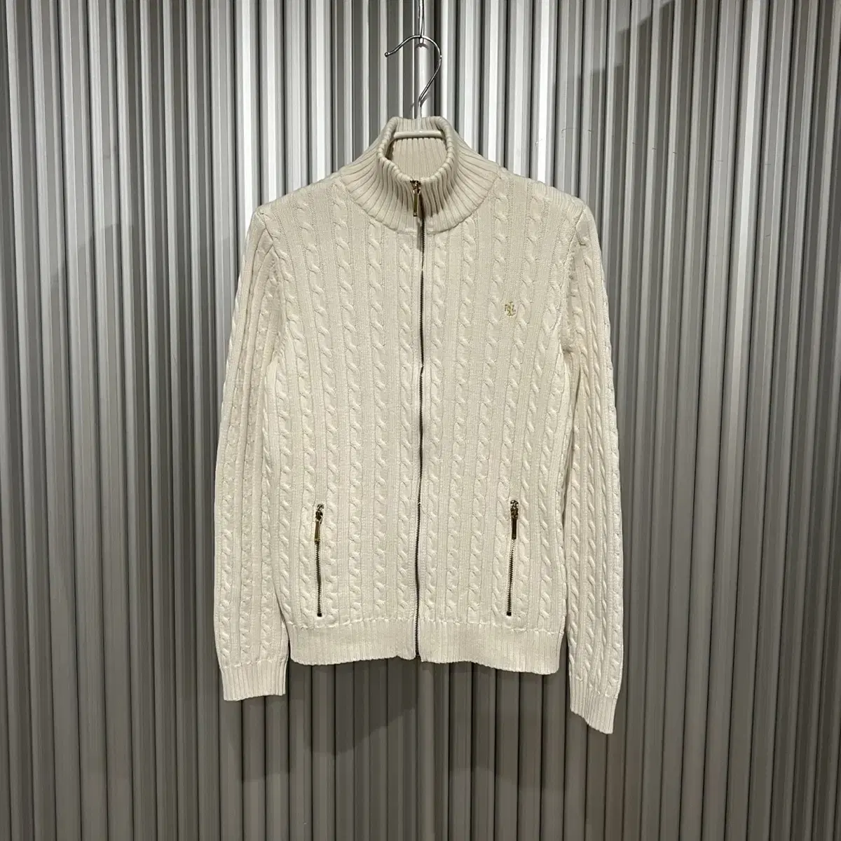 Polo knit zip-up