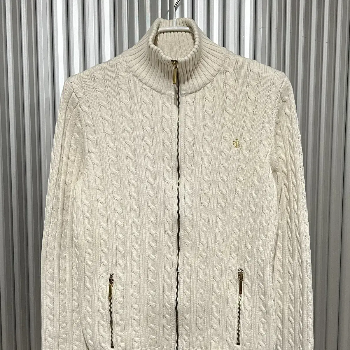 Polo knit zip-up