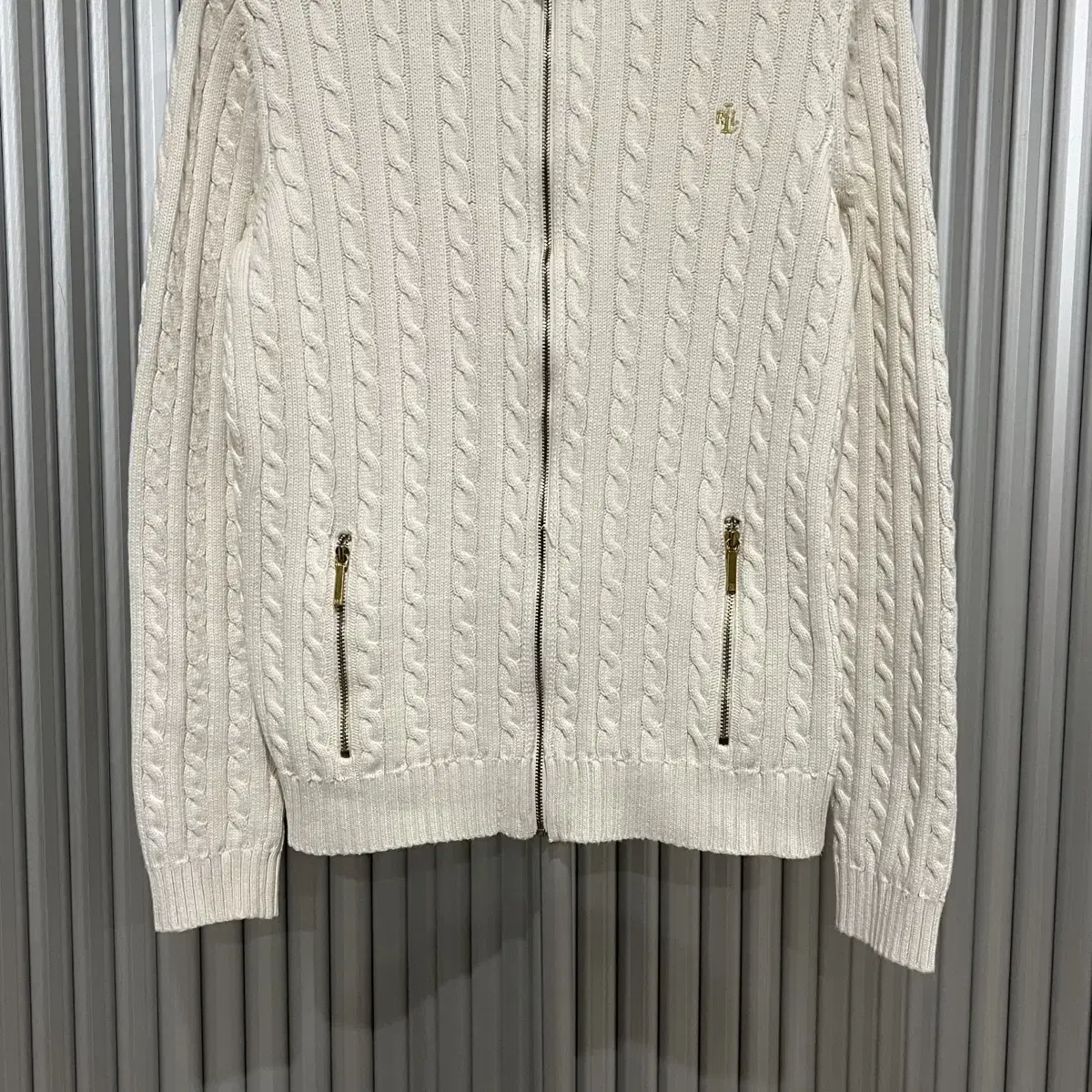 Polo knit zip-up