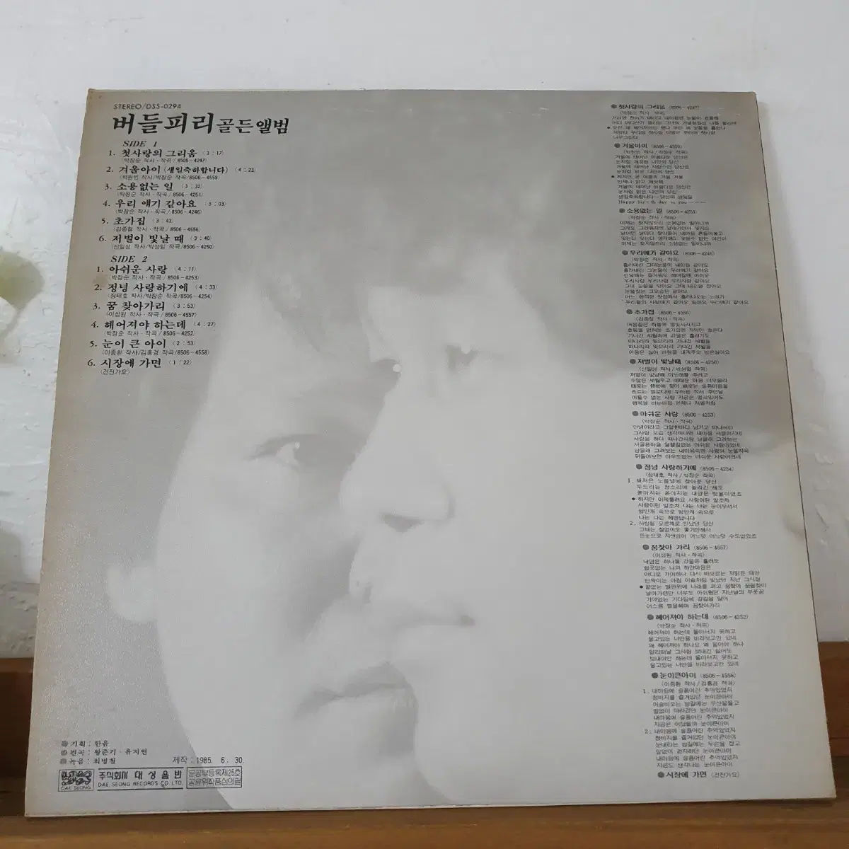 버들피리 골든앨범 LP  1985  겨울아이(생일축하합니다)  꿈찾아가리