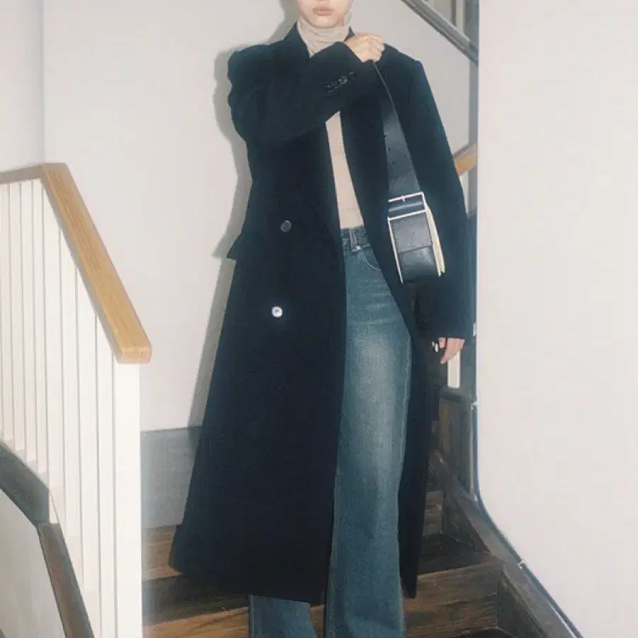 시눈 DOUBLE BREASTED LONG COAT (BLACK)