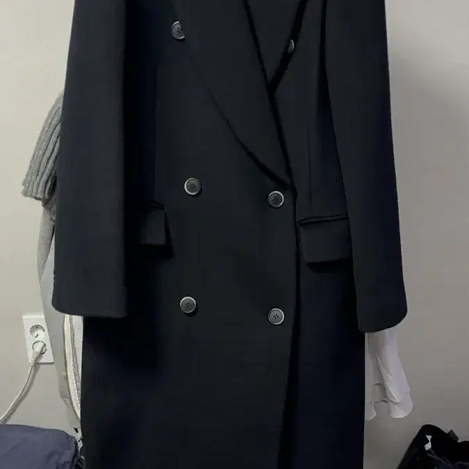 시눈 DOUBLE BREASTED LONG COAT (BLACK)